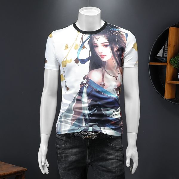 2022 summer men's short-sleeved korean version trend t-shirts casual characters print round neck bottoming shirts, White;black
2022 summer men's short-sleeved korean version trend t-shirts casual characters print round neck bottoming shirts, White;black