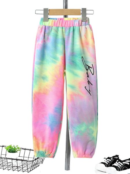 toddler girls tie dye letter graphic sweatpants w9sa#, Black;white