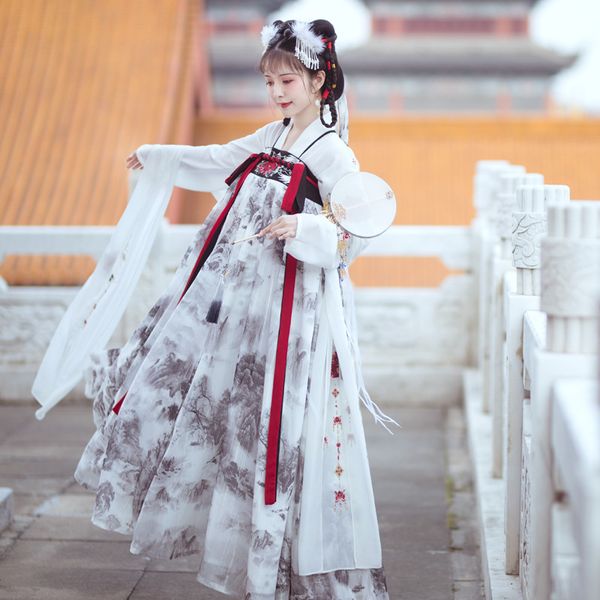 ins zhiyin original hanfu authentic cardigan short jacket ink printing chest-high dress white pearl embroidery chinese traditional han cloth, Black;gray
ins zhiyin original hanfu authentic cardigan short jacket ink printing chest-high dress white pearl embroidery chinese traditional han cloth, Black;gray