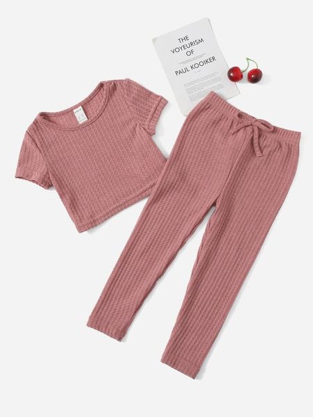 toddler girls waffle knit tee & tie waist pants set she01, White
toddler girls waffle knit tee & tie waist pants set she01, White