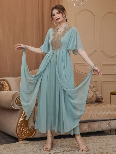 guipure lace insert butterfly sleeve overlay dress o2zh#, Black;gray 
guipure lace insert butterfly sleeve overlay dress o2zh#, Black;gray