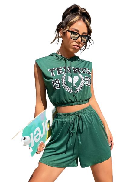 leaf & letter graphic shoulder pads drawstring hooded tee & tie front shorts a7qd#, White
leaf & letter graphic shoulder pads drawstring hooded tee & tie front shorts a7qd#, White