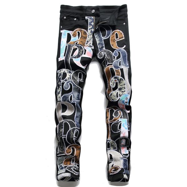 men's jeans autumn and winter fashion men's pants elastic letter embroidery black slim fit middle waist nn1fd30s, Blue
men's jeans autumn and winter fashion men's pants elastic letter embroidery black slim fit middle waist nn1fd30s, Blue