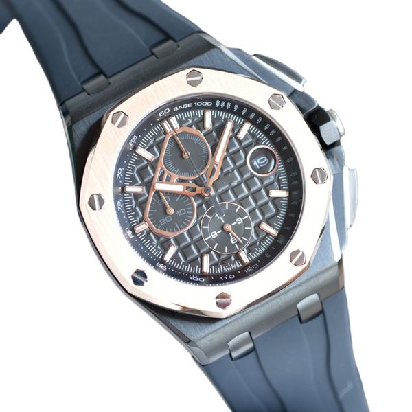 men's fashion quartz chronograph watch 316l stainless steel case crystal glass mirror 44mm diameter rubber strap super luminous designe, Slivery;brown
men's fashion quartz chronograph watch 316l stainless steel case crystal glass mirror 44mm diameter rubber strap super luminous designe, Slivery;brown