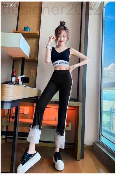 women's jeans designer spring and summer lace mesh stitching thin side stripe micro pull nine point casual pants for women 8z9v, Blue
women's jeans designer spring and summer lace mesh stitching thin side stripe micro pull nine point casual pants for women 8z9v, Blue