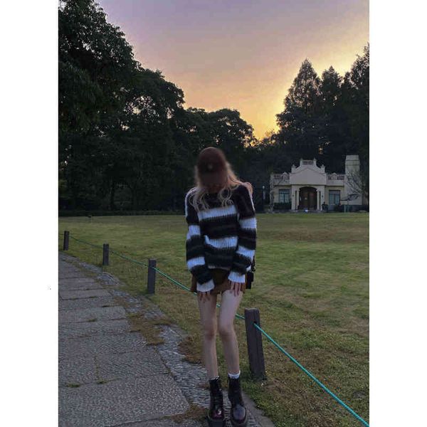 women's knits & tees temperament korean striped lazy sweater women wear loose pullover sweater in autumn and winter college style 3gh6, White
women's knits & tees temperament korean striped lazy sweater women wear loose pullover sweater in autumn and winter college style 3gh6, White