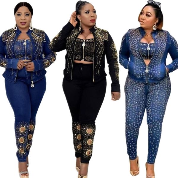 houseofsd fashion african women denim diamond flowers suit bra pant 3 piece set elastic jeans party outfits for ladies 220704, White
houseofsd fashion african women denim diamond flowers suit bra pant 3 piece set elastic jeans party outfits for ladies 220704, White