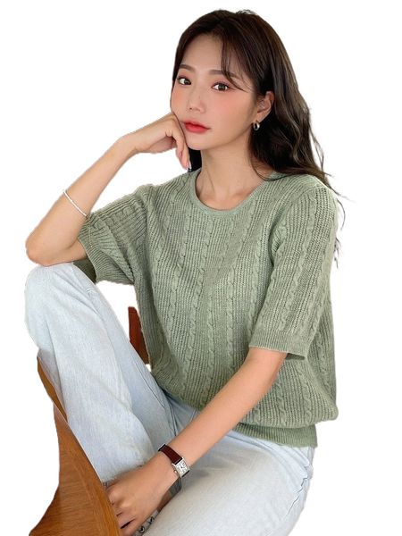 dazy puff sleeve cable knit h5pp#, White;black