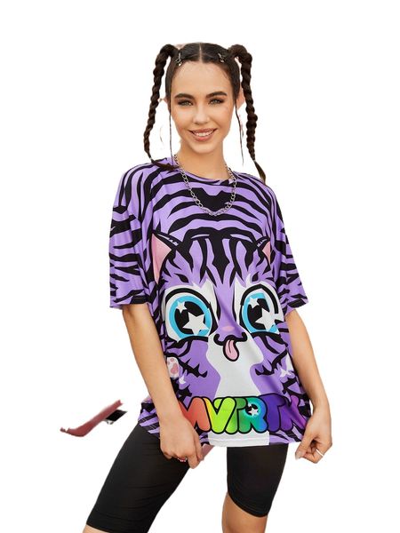 x mvtrtk cartoon & letter graphic drop shoulder tee m1tt#, White
x mvtrtk cartoon & letter graphic drop shoulder tee m1tt#, White