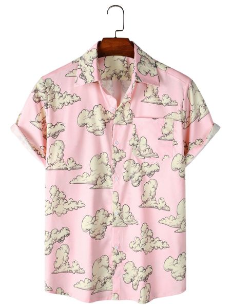 men allover cloud print shirt h1rz#, White;black
