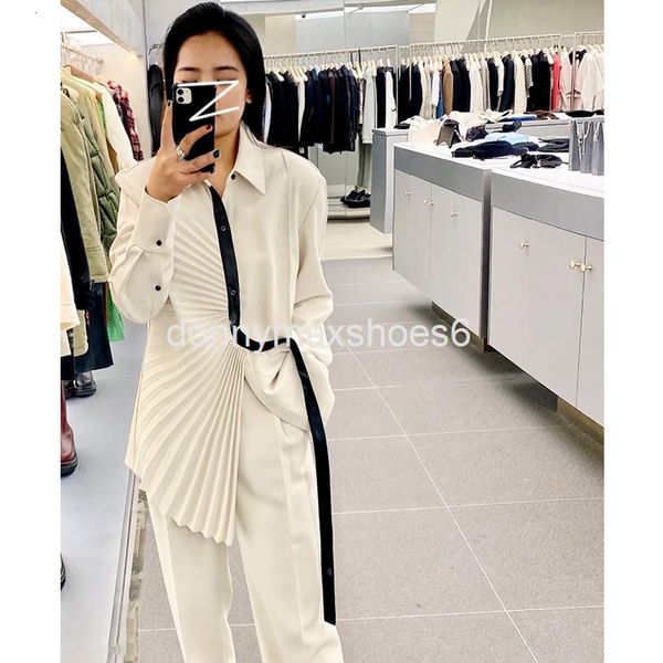 women's knits & tees niche design asymmetric fan-shaped pleated shirt spring korean loose single breasted fashion, White
women's knits & tees niche design asymmetric fan-shaped pleated shirt spring korean loose single breasted fashion, White