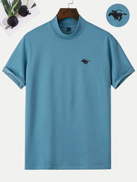 men figure embroidery mock neck tee a01o#, White;black
men figure embroidery mock neck tee a01o#, White;black