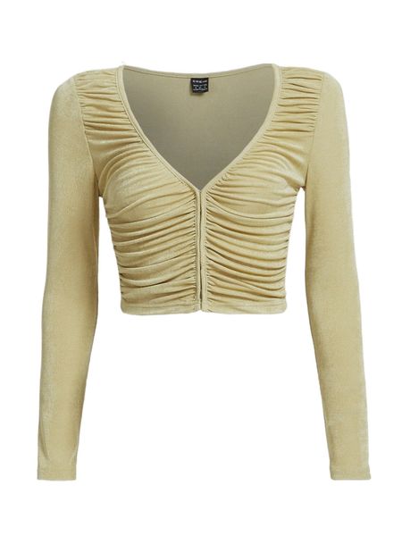sweetheart neck ruched crop tee l7nh#, White
