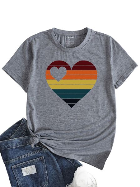 heart print tee 53id#, White
heart print tee 53id#, White