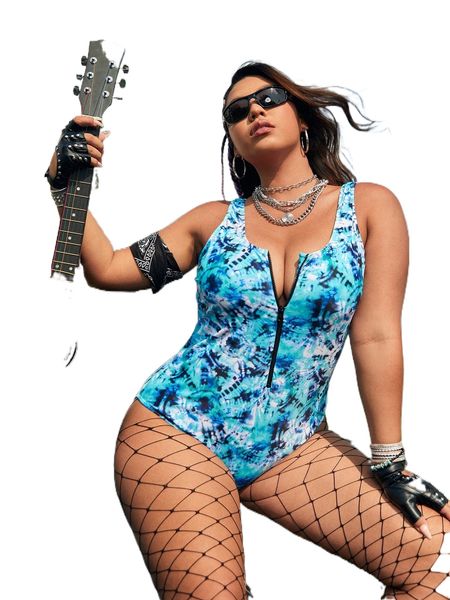 plus tie dye one piece swimsuit without fishnet tights d0qh#, White;black 
plus tie dye one piece swimsuit without fishnet tights d0qh#, White;black