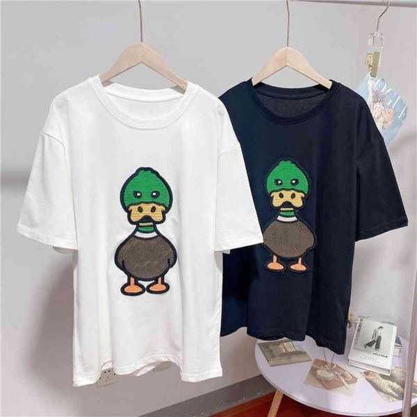 2022 early spring brand v men's and women's duck embroidery pattern knitted round neck short t-shirt bottom shirt, White;black
2022 early spring brand v men's and women's duck embroidery pattern knitted round neck short t-shirt bottom shirt, White;black