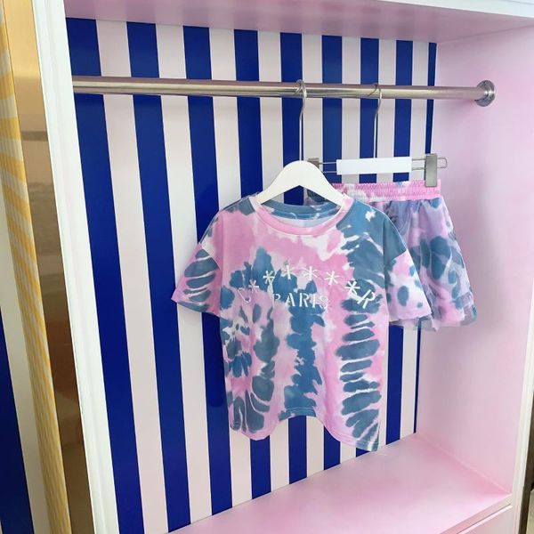 clothing sets designer summer girls' gradient pattern light blue suit short sleeve round neck mesh skirt two-piece fashion children, White
clothing sets designer summer girls' gradient pattern light blue suit short sleeve round neck mesh skirt two-piece fashion children, White