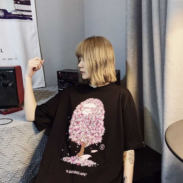 chaopai head comfort ape cherry tree couple male female japanese loose student short sleeve t-shirt spring and summer, White;black
chaopai head comfort ape cherry tree couple male female japanese loose student short sleeve t-shirt spring and summer, White;black