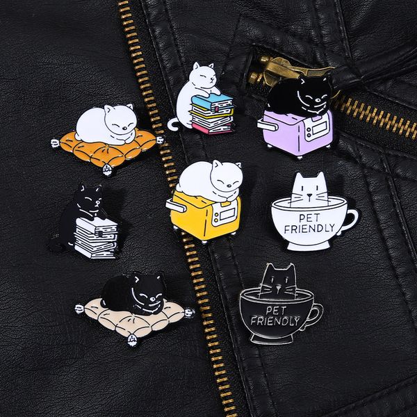 student black white cat brooch cartoon coffee cup book cushion kitten corsage badges alloy enamel animal lapel pins for backpack cowboy clot, Gray
student black white cat brooch cartoon coffee cup book cushion kitten corsage badges alloy enamel animal lapel pins for backpack cowboy clot, Gray