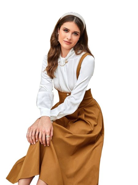 plicated detail fake button pinafore dress 91au#, Black;gray
plicated detail fake button pinafore dress 91au#, Black;gray