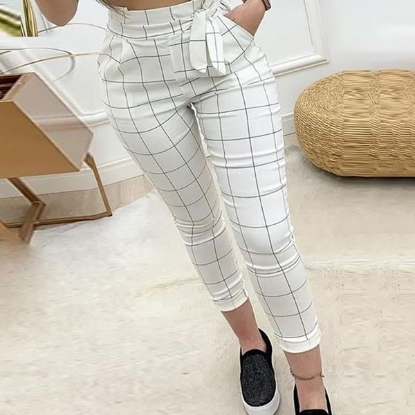 spring women elegant cropped pocket pants female fashion white high waist grid paperbag waist casual pants y200114, Black;white
spring women elegant cropped pocket pants female fashion white high waist grid paperbag waist casual pants y200114, Black;white