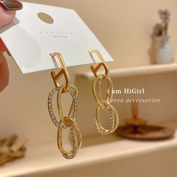 925 silver needle south korea dongdaemun fashion diamond-embedded multi-layer round ring earrings personalized eardrops cold style simple ea, Golden
925 silver needle south korea dongdaemun fashion diamond-embedded multi-layer round ring earrings personalized eardrops cold style simple ea, Golden