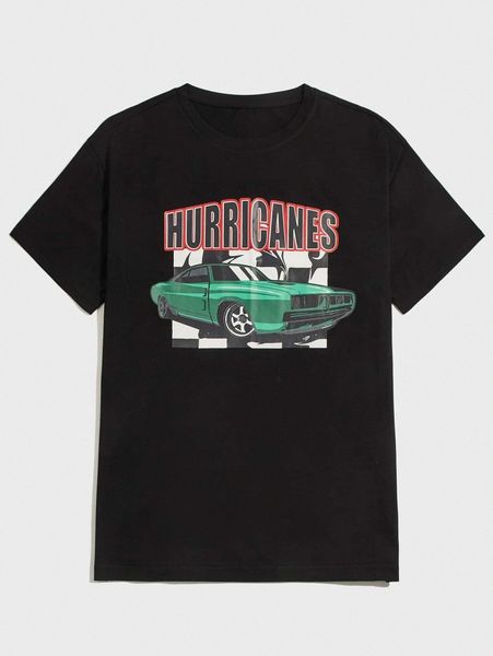 romwe guys letter car graphic tee n6gd#, White;black 
romwe guys letter car graphic tee n6gd#, White;black