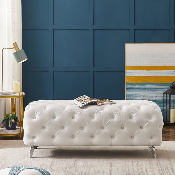 living room furniture upholstered velvet footrest stool accent bench entryway