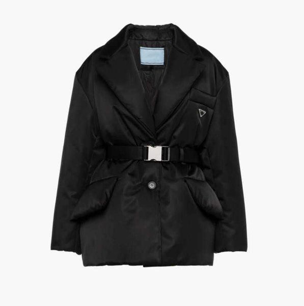women re-nylon down jacket side pocket designer lady lapel collar warm padded coat girl belt buckle long sleeves winter outwear, Black
women re-nylon down jacket side pocket designer lady lapel collar warm padded coat girl belt buckle long sleeves winter outwear, Black