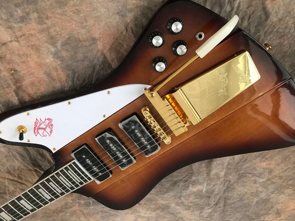 sunburst firebird electric guitar fingerboard ebony gold hardware with bird pick guard p90 *3 pickups tremolo can customize
sunburst firebird electric guitar fingerboard ebony gold hardware with bird pick guard p90 *3 pickups tremolo can customize