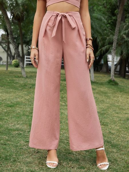 tie front plicated straight leg pants p3pz#, Black;white
tie front plicated straight leg pants p3pz#, Black;white