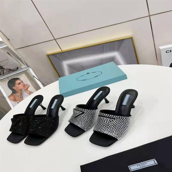 spring 2022 new crystal diamond slippers iconic triangular logo square head high-heeled women shoes size 35-42 with box286w, Black
spring 2022 new crystal diamond slippers iconic triangular logo square head high-heeled women shoes size 35-42 with box286w, Black