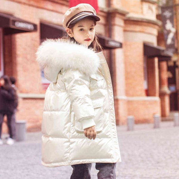 baby girl boy hoodie cotton padded thick winter waggel teenagers loose down jacket fur coat baby clothes rut 5-16y j220718, Blue;gray