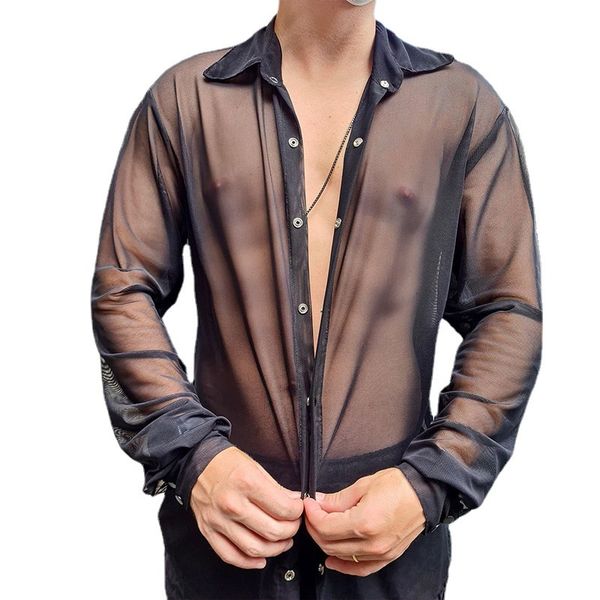 men's casual shirtsblack see through lace shirt for men mens transparent shirts social party club lace sheer blouse chemise, White;black
men's casual shirtsblack see through lace shirt for men mens transparent shirts social party club lace sheer blouse chemise, White;black