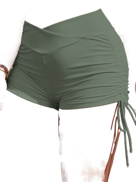 plus drawstring side bikini shorts d4pi#, Black