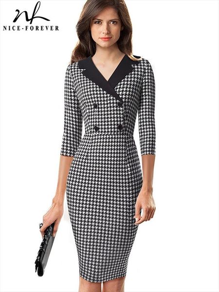 nice-forever vintage houndstooth patchwork casual dresses office work vestidos with button business party women bodycon dress b570, Black;gray
nice-forever vintage houndstooth patchwork casual dresses office work vestidos with button business party women bodycon dress b570, Black;gray