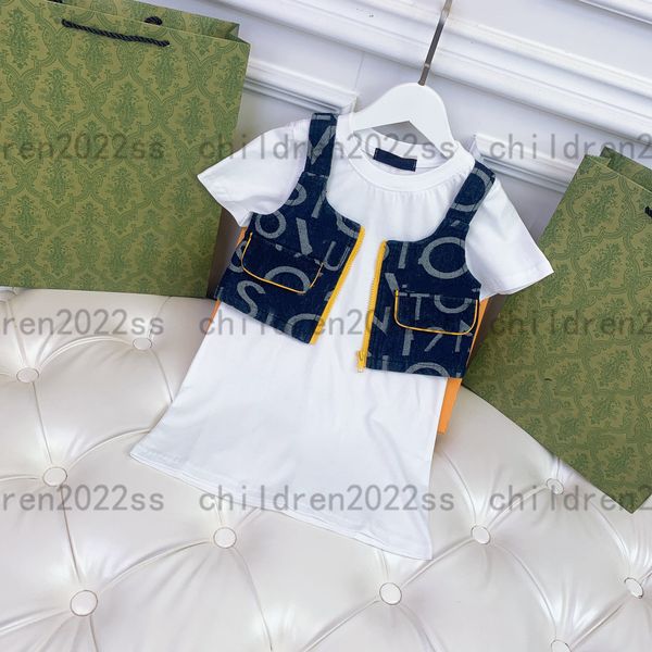 children vest short sleeve sweater dresses sets newly girls summer tracksuit sets luxury casusal t-shirts dress with vests two pieces suit 2, White
children vest short sleeve sweater dresses sets newly girls summer tracksuit sets luxury casusal t-shirts dress with vests two pieces suit 2, White