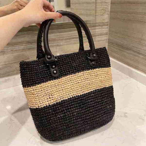 shoulder bags women handbag female black straw fashion tote 211116
