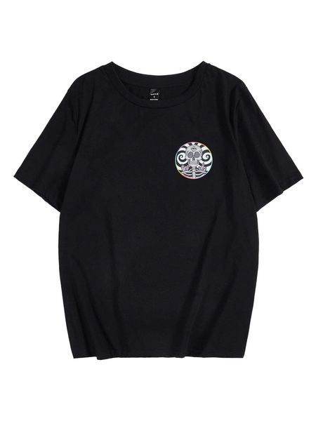 x thisuniquevibe skeleton print round neck tee h0vy#, White