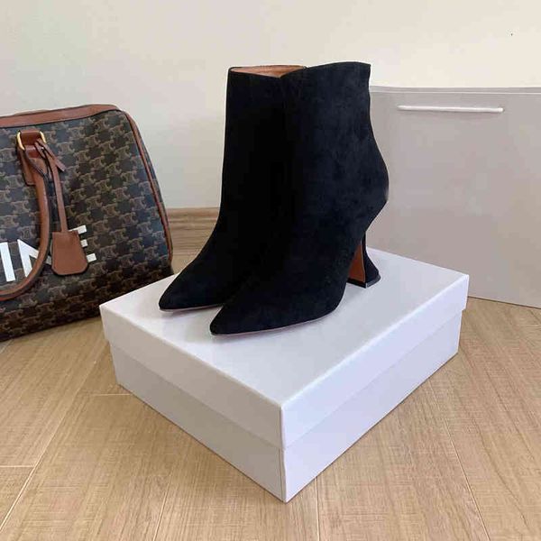 boots fashion short boots women's autumn and winter high-heeled side zipper pointed suede cup, Black
boots fashion short boots women's autumn and winter high-heeled side zipper pointed suede cup, Black