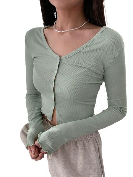 dazy button front rib knit lettuce trim tee 53gx#, White
dazy button front rib knit lettuce trim tee 53gx#, White