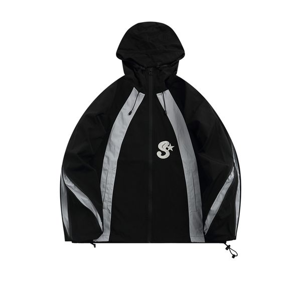 letter embroidery striped waterproof jacket men's casual coat, Black;brown
letter embroidery striped waterproof jacket men's casual coat, Black;brown