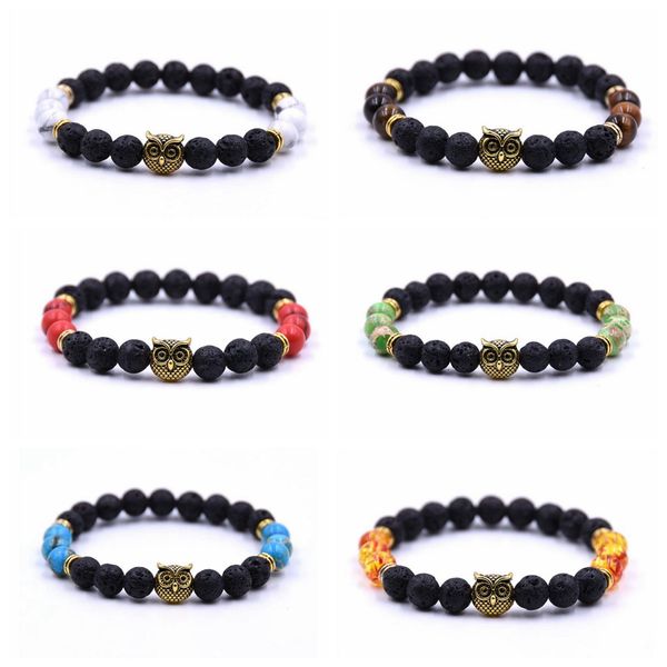 owl head lava stone beaded strands bracelet men beaded rock gemstone beads antique gold animal bracelets pluseras women stretch yoga jewelry, Black
owl head lava stone beaded strands bracelet men beaded rock gemstone beads antique gold animal bracelets pluseras women stretch yoga jewelry, Black