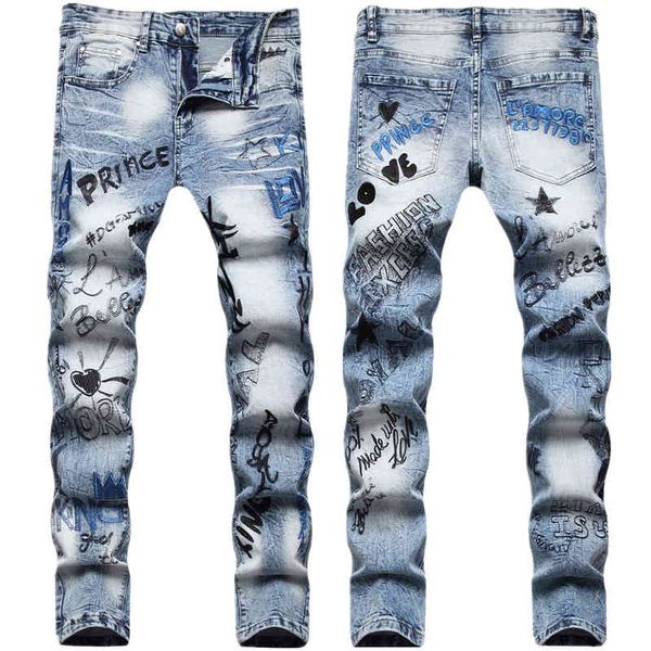 men's jeans trendy men hip hop street style embroidery before and after heavy industry elastic slim fit small straight tube cowboy men&, Blue
men's jeans trendy men hip hop street style embroidery before and after heavy industry elastic slim fit small straight tube cowboy men&, Blue