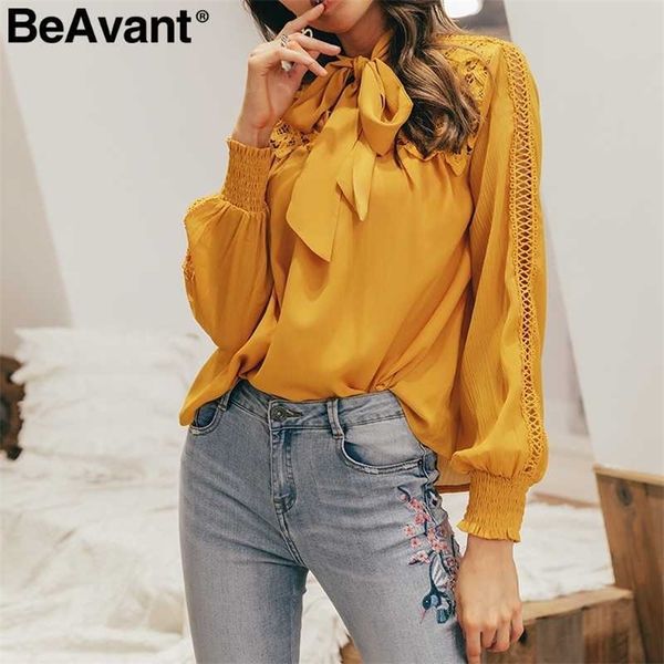 beavant office ladies long sleeve blouse shirt women summer hollow out neck tie blouses elegant loose shirts female 210709, White
beavant office ladies long sleeve blouse shirt women summer hollow out neck tie blouses elegant loose shirts female 210709, White