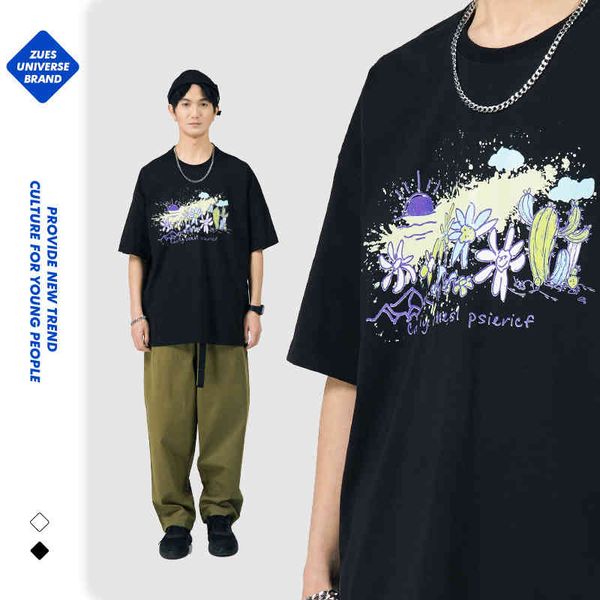 zu / 2022 spring and summer national fashion printed short sve t-shirt men's high street loose pure cotton couple's t-shirt, White;black
zu / 2022 spring and summer national fashion printed short sve t-shirt men's high street loose pure cotton couple's t-shirt, White;black