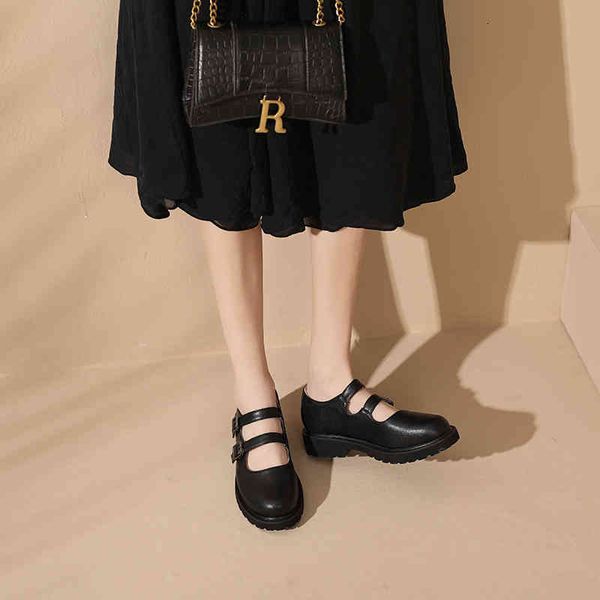 dress shoes spring leather mary jane thick soled small shoes heels women's single double buckle lori 7hp6, Black
dress shoes spring leather mary jane thick soled small shoes heels women's single double buckle lori 7hp6, Black
