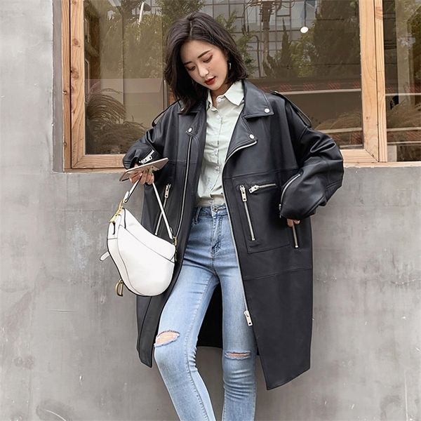 nerazzurri autumn oversized black long womens leather biker jacket long sleeve spring loose faux leather coat streetwear 220722
nerazzurri autumn oversized black long womens leather biker jacket long sleeve spring loose faux leather coat streetwear 220722