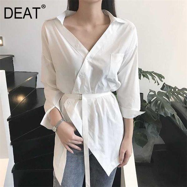 deat women black asymmetrical belt shirt arrivals v-neck long sleeve fashion temperament spring summer 11d943 210709, White
deat women black asymmetrical belt shirt arrivals v-neck long sleeve fashion temperament spring summer 11d943 210709, White