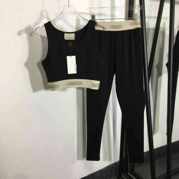 2022 early spring new yoga sports suit letter ribbon waistband vest elastic slim leggings fashion luxury tank, Black;white
2022 early spring new yoga sports suit letter ribbon waistband vest elastic slim leggings fashion luxury tank, Black;white